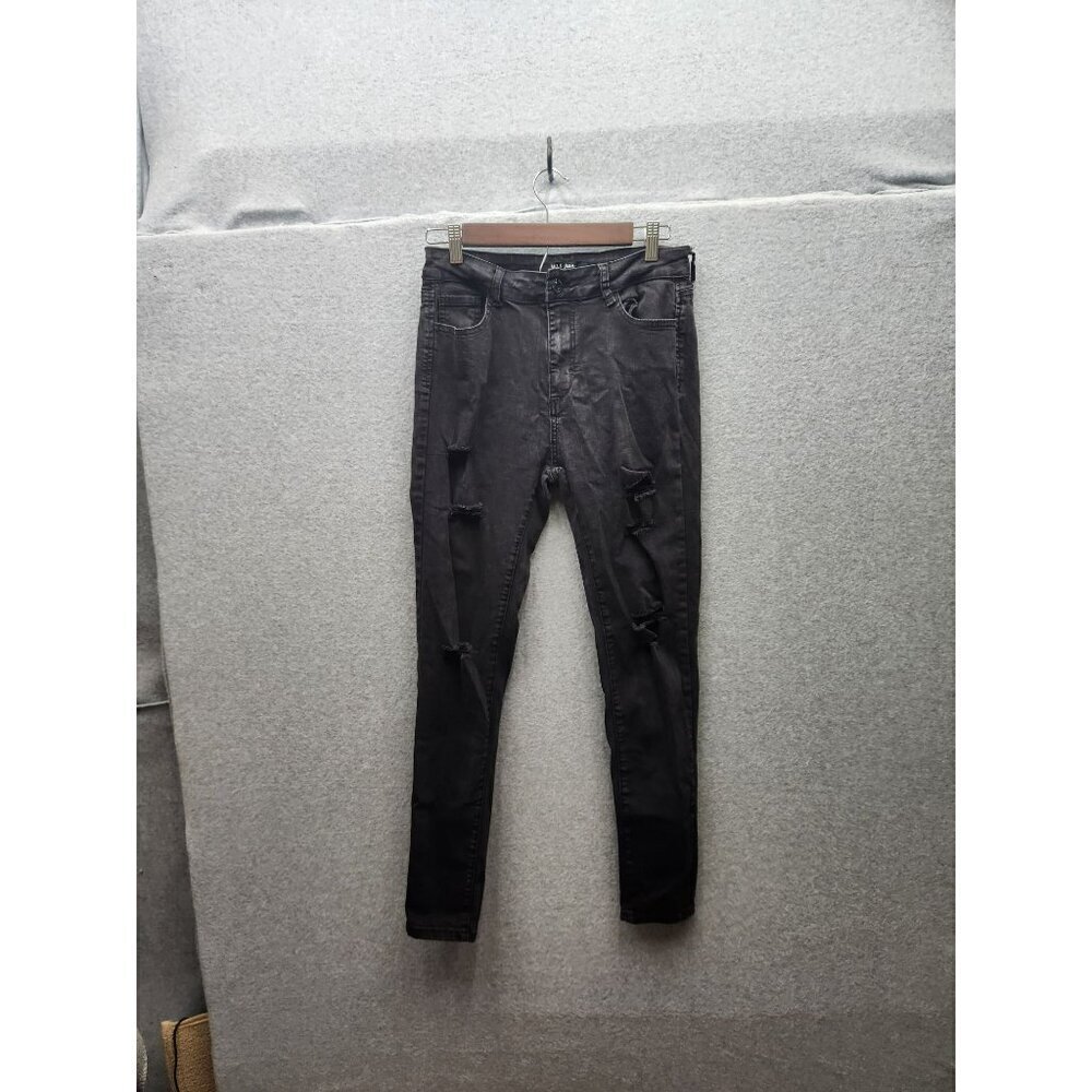 Wax Jeans Womens Distressed Black Skinny Jeans Size 13/31